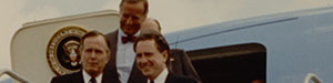 Exiting Air Force One with President George H.W. Bush in 1991.