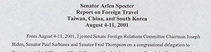 A trip to East Asia in 2001 focused on improving diplomatic relationships, addressing weapons proliferation, and ensuring religious freedom.